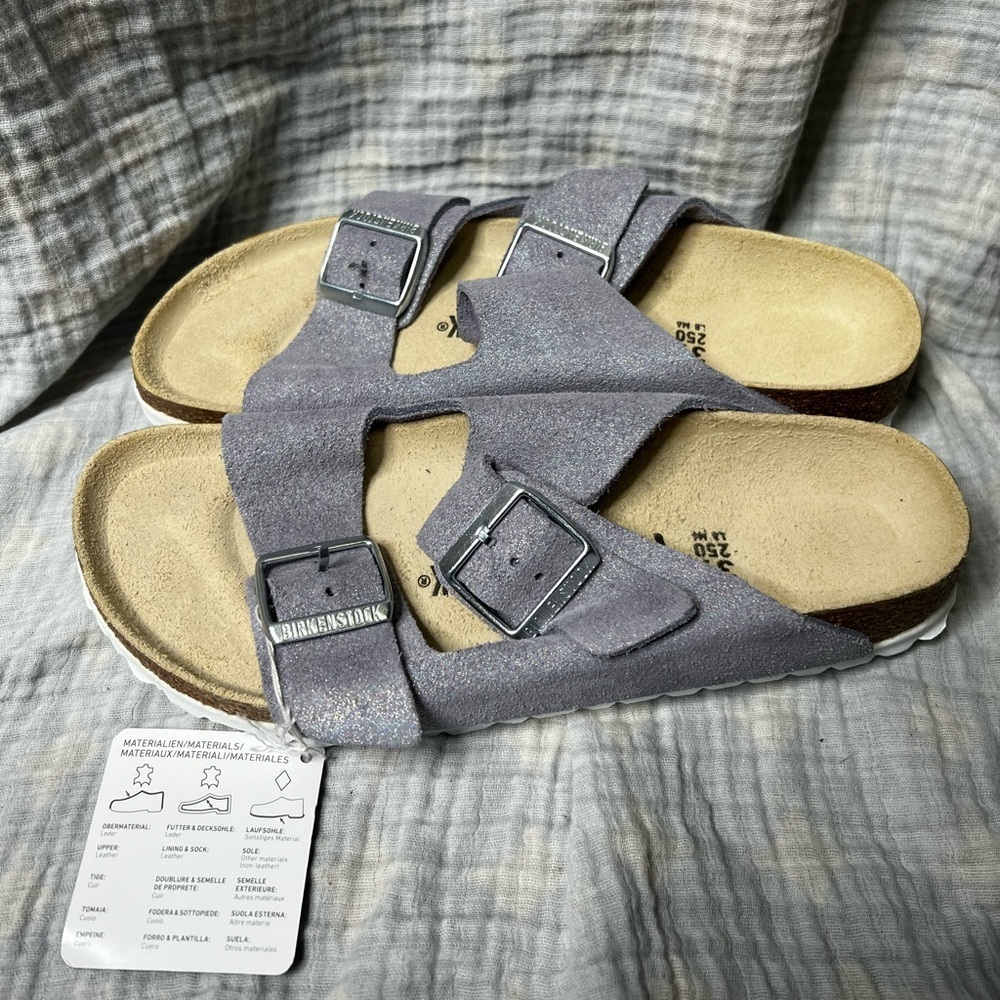 Birkenstock Arizona Suede Glitter Purple Sandals - Picture 6 of 6